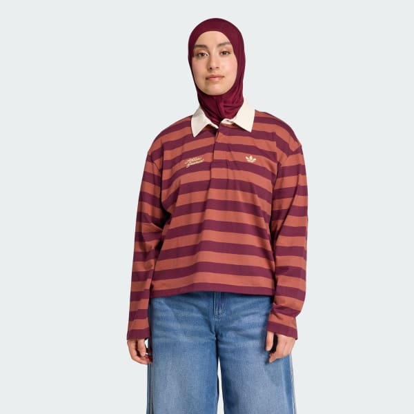 Burgundy ΜΑΚΡΥΜΑΝΙΚΗ ΡΙΓΕ ΜΠΛΟΥΖΑ POLO adidas ORIGINALS ATHL DEPT GRAPHIC