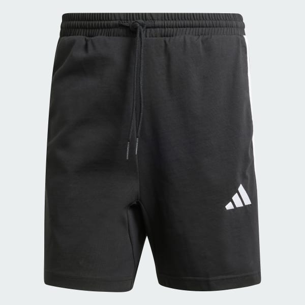 Svart Essentials 3-Stripes Single Jersey Shorts 7-Inch