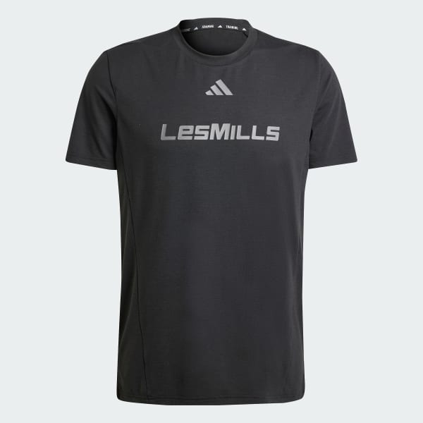 สีดำ เสื้อยืดพิมพ์ลาย Les Mills