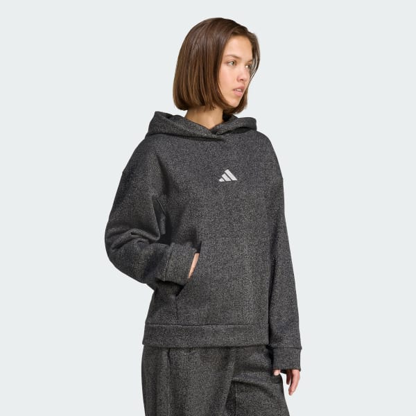 Black ALL SZN Holiday Glitter Fleece Loose Hoodie