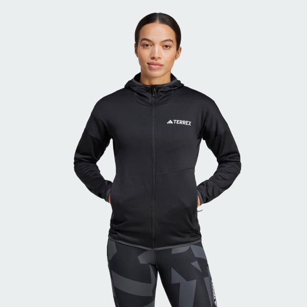 Schwarz Terrex Xperior CLIMAWARM leichte Fleece-Kapuzenjacke