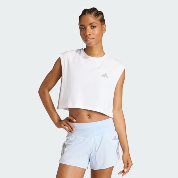 Bialy Koszulka adi365 Running Essentials Crop