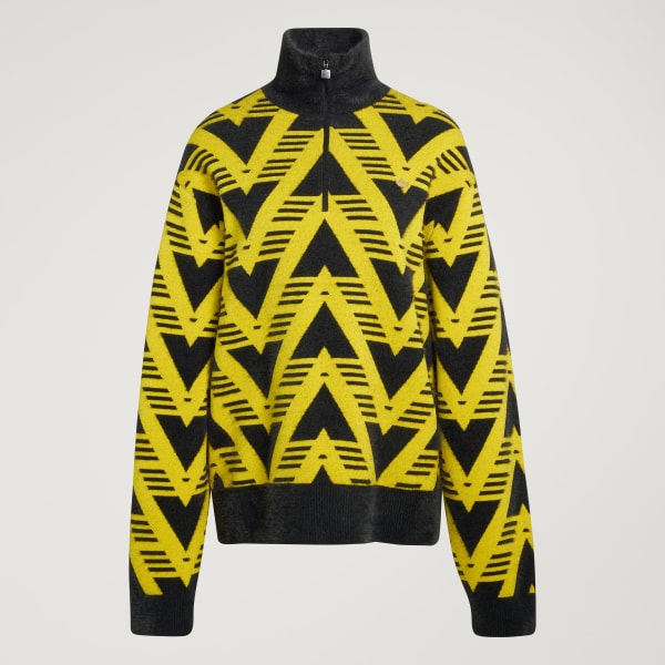 Żolty SWETER KNITTED HALF-ZIP