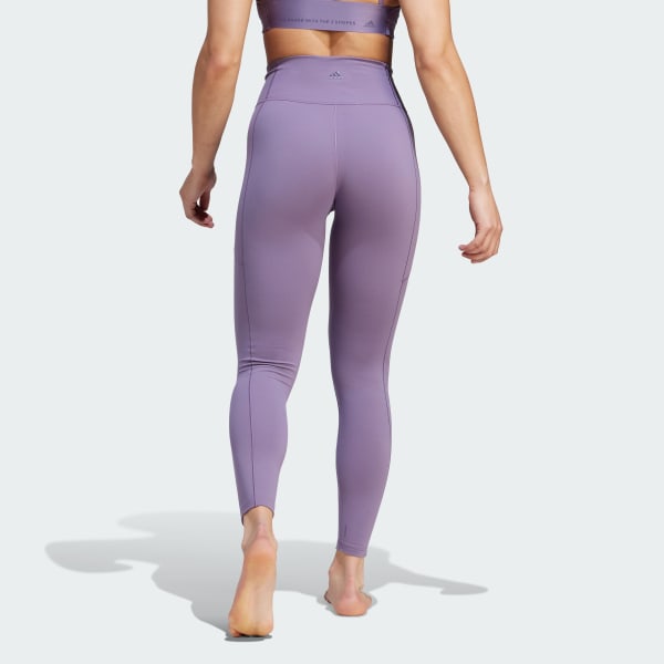adidas Ribbed High-Waist 7/8 Leggings (Maternity) - Purple