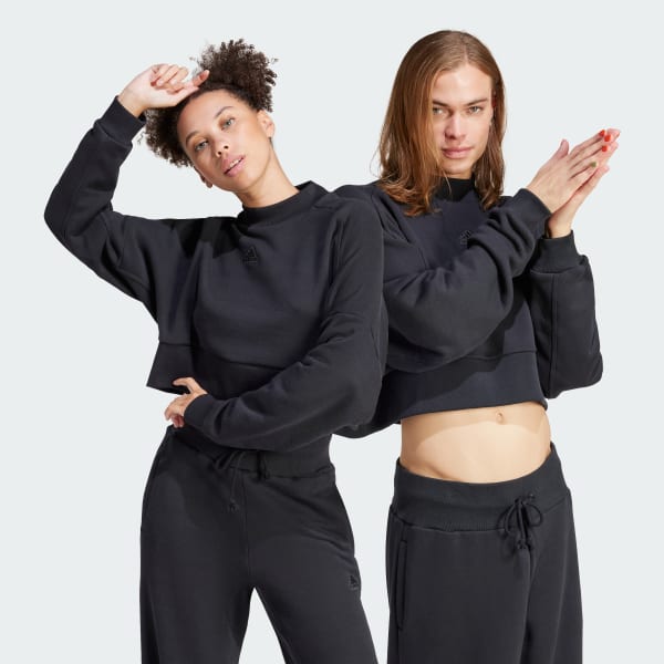 Black Lounge French Terry Loose Crop Sweatshirt
