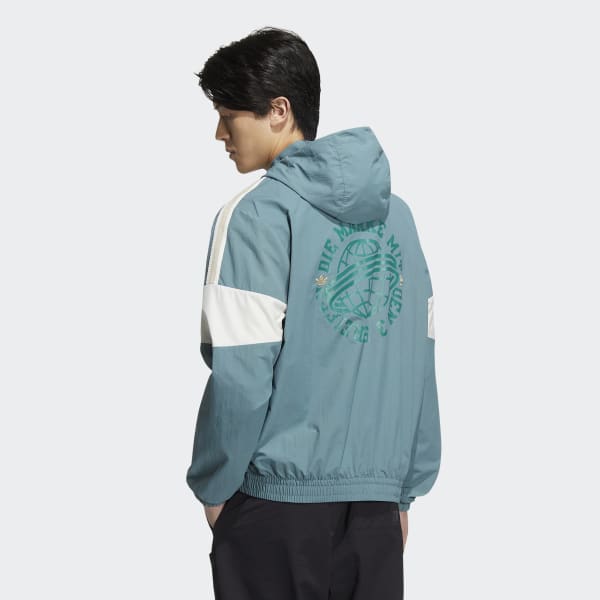 Adidas blue and green sales windbreaker