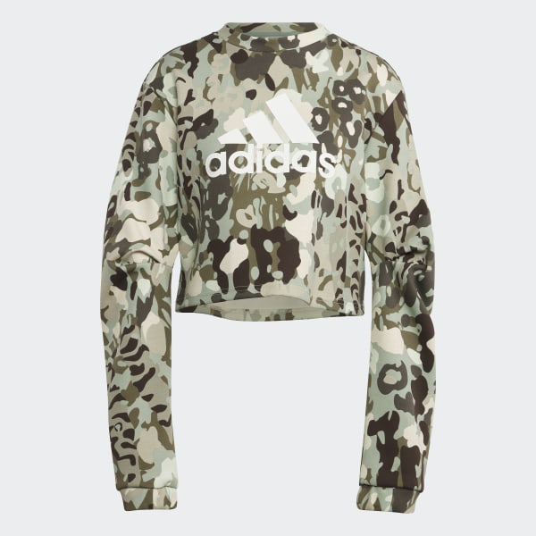 Adidas camo cropped sweatshirt discount