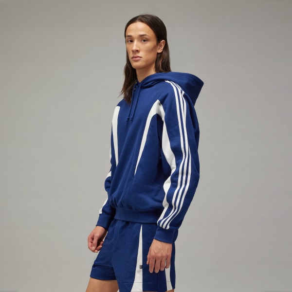 Bleu Sweat-shirt à capuche lignes de coutures Y-3