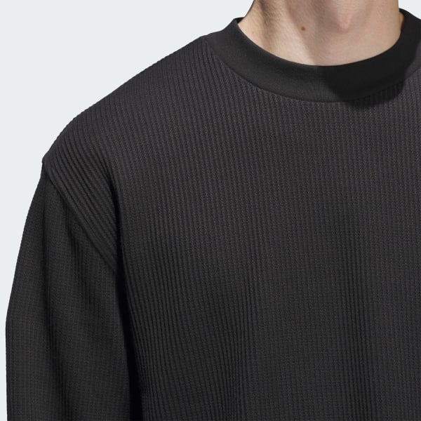 adidas Skateboarding Waffle Knit Long Sleeve Shirt - Black | Free