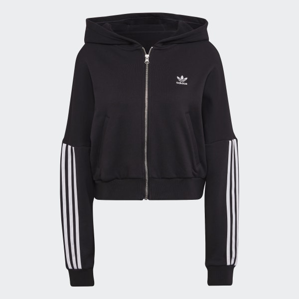 Schwarz adicolor Classics Full-Zip Relaxed Kapuzenjacke