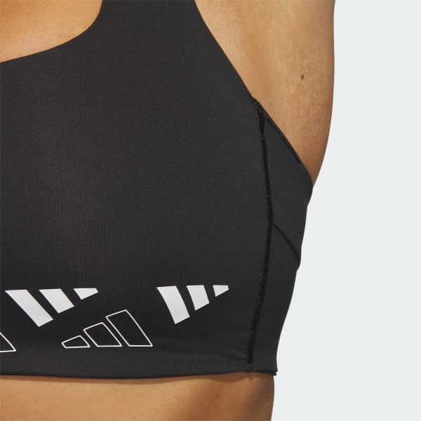 สีดำ สปอร์ตบราซัพพอร์ตระดับปานกลางแต่งโลโก้ adidas Powerimpact