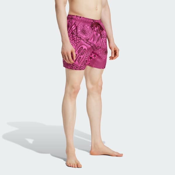 Pink adidas x FARM 3-Stripes Swim Shorts 5-Inch