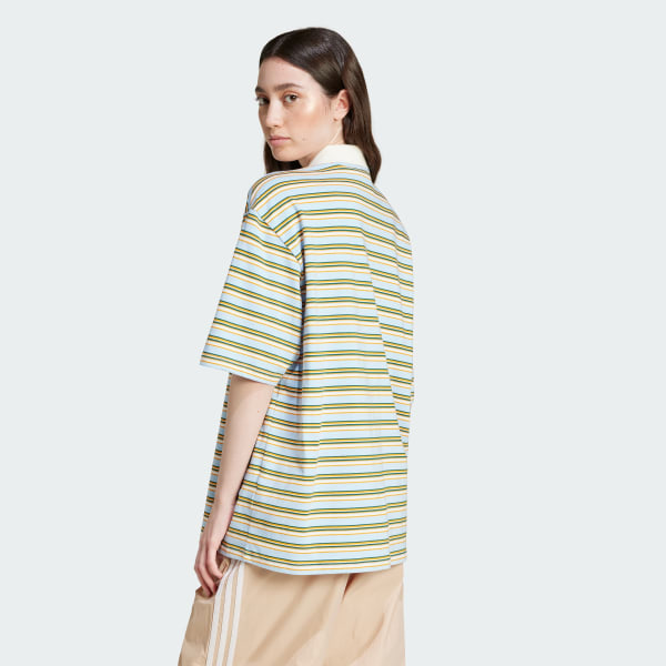 Multicolor '80s Oversized Stripe Polo Shirt