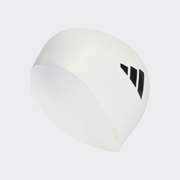 White adidas 3-Stripes Swim Cap