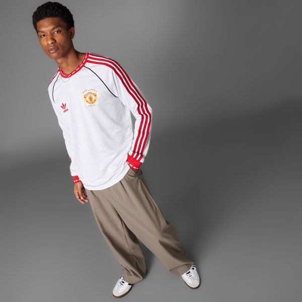 Blanc Maillot manches longues Extérieur Manchester United '91