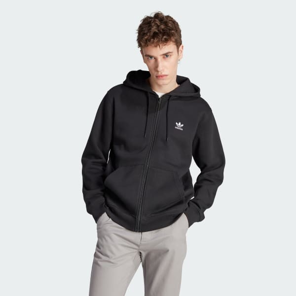 adidas Essentials Full-Zip Hoodie Black Men's Lifestyle | US