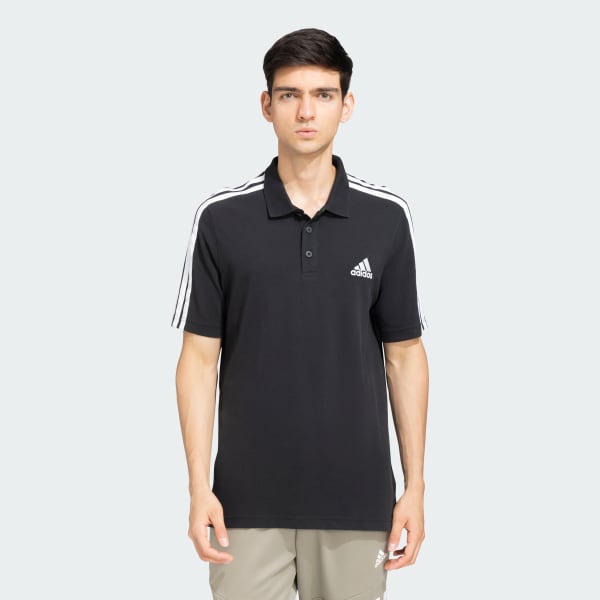 Black 3 Stripes Polo Tee