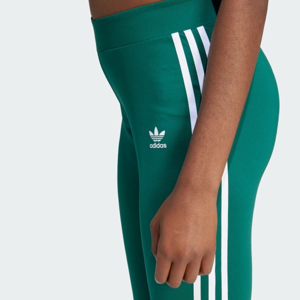 adidas Training 3 stripe leggings in green - ShopStyle Activewear Trousers