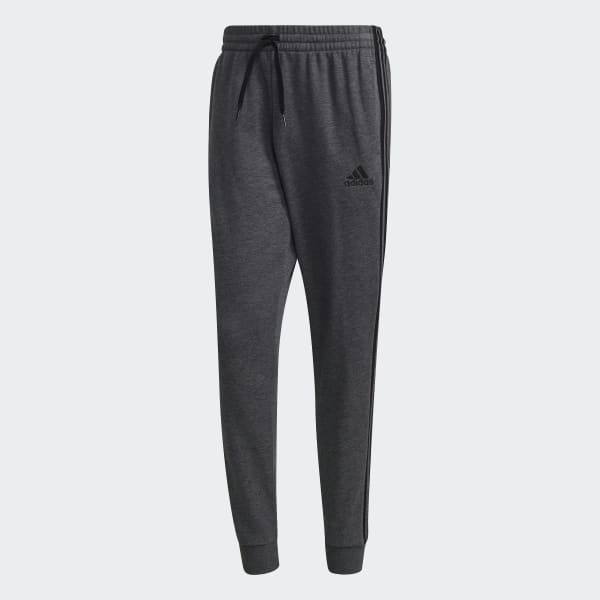 Szary Essentials French Terry Tapered Cuff 3-Stripes Pants 31391