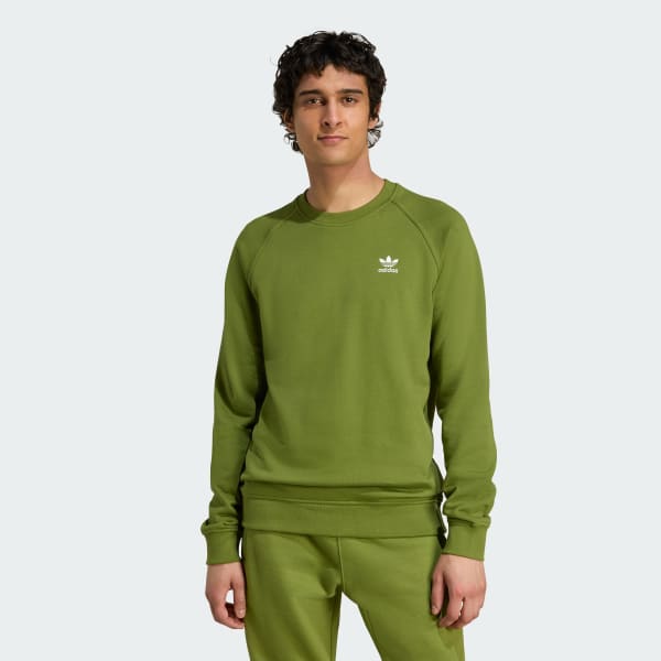 Verde Sudadera Essentials de felpa francesa y cuello redondo con Trifolio