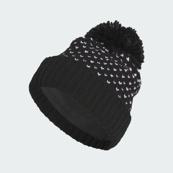 Preto Gorro de Malha com Pompom
