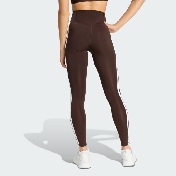Brown Optime Essentials 3-Stripes 7/8 Leggings