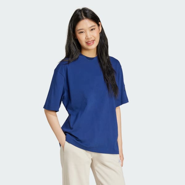 Blue Essentials Contemporary Logo Boyfriend Tee