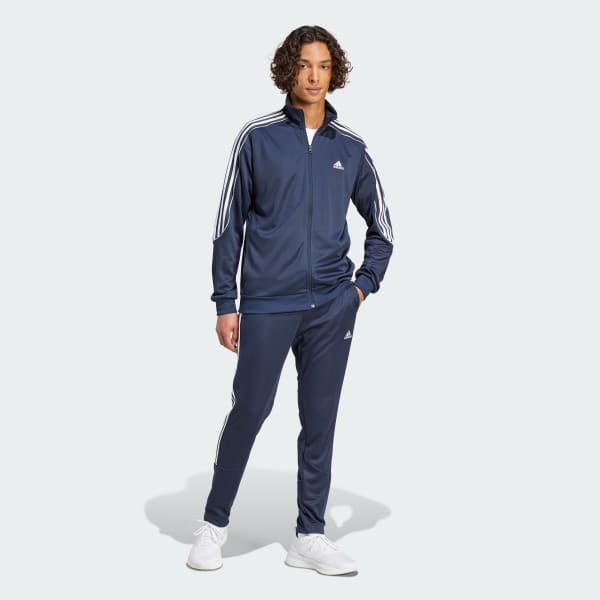 Azul Conjunto Sportswear 3 Franjas Tejido de Punto Doble