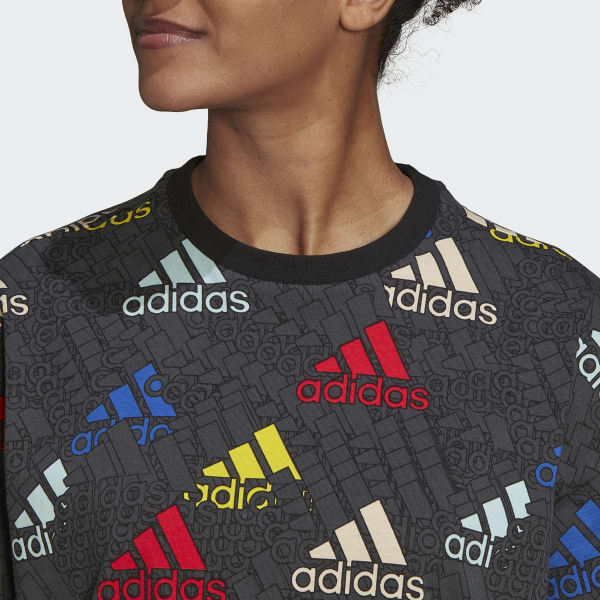 Gris Camiseta Essentials Multi-Colored Logo Boyfriend
