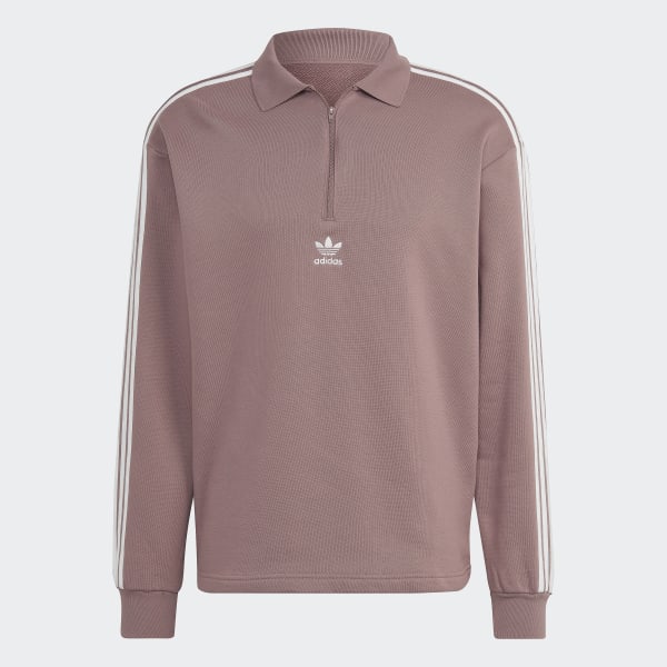 Brown Adicolor 3-Stripes Long Sleeve Polo Sweatshirt KO025