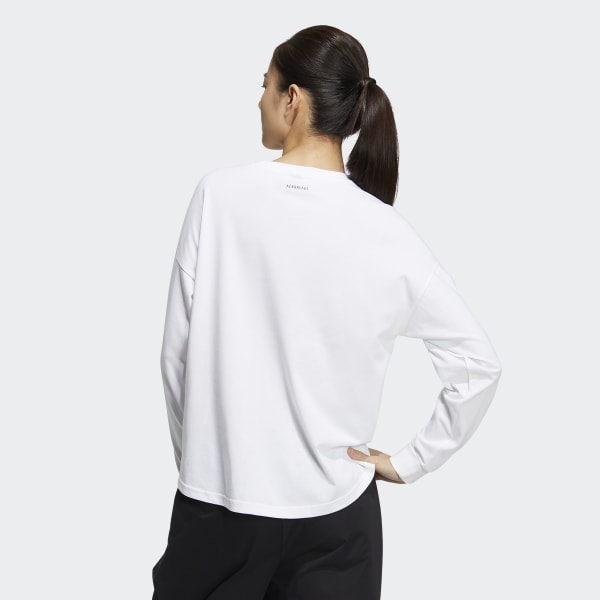 White 24/7 오버사이즈 핏 긴팔 티 DK733