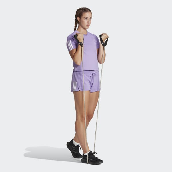 adidas Train Essentials Train Cotton 3-Stripes Crop T-Shirt - Purple ...