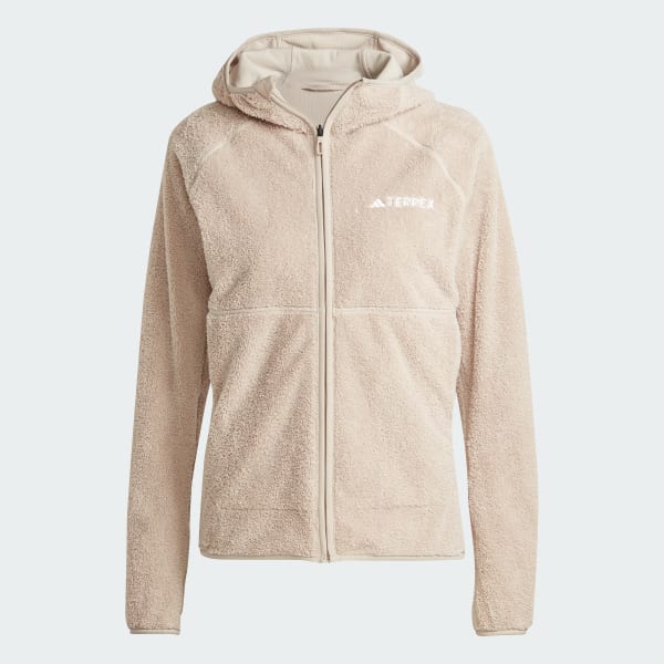 Beige TERREX TECHROCK REVERSIBLE HIGH PILE HOODED FLEECEJACKE
