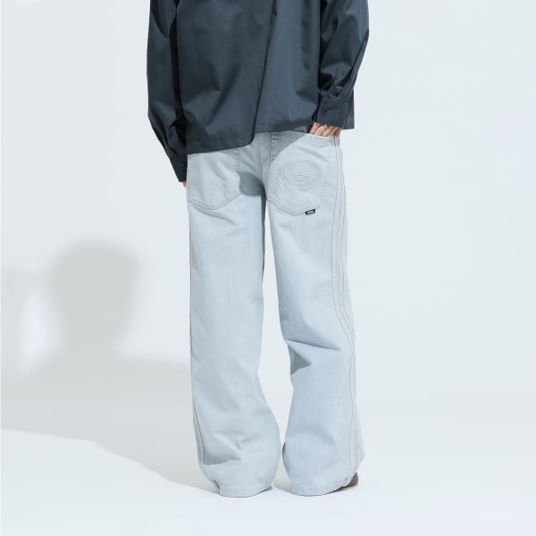 ブルー 90s オルタナティブ スポーツ ワイドレッグ スケーター ジーンズ