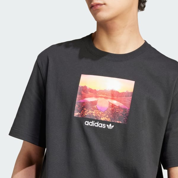adidas◆Originals サンセット グラフィック Tシャツ 送料込 アディダス サンセット グラフィックTシャツ - ブラック