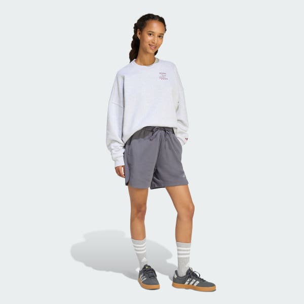 Grijs 3 Stripes Studio Fleece Loose-fit Short