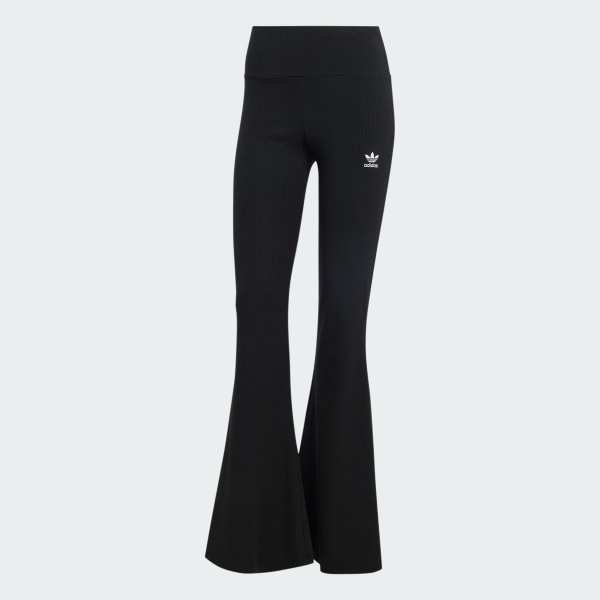 Black Essentials Rib Flared Leggings