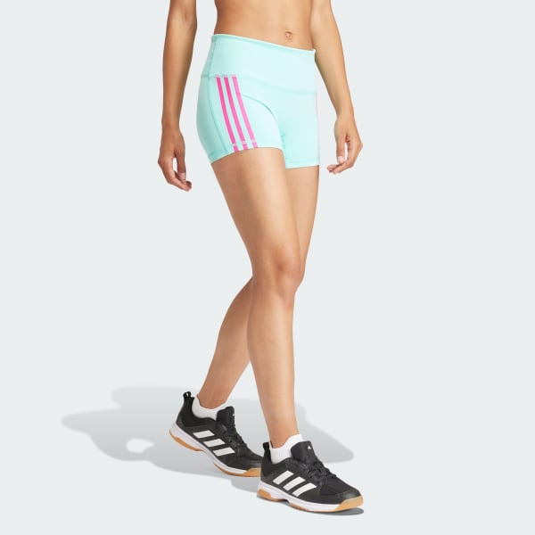 Adidas 3 Stripes Short Leggings Flash Aqua M Womens Training Shorts