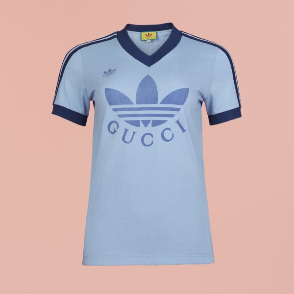 Niebieski adidas x Gucci V-Neck Tee BUH62