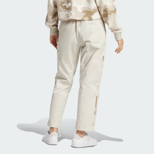 bézová Essentials Camo-Print 3-Stripes Twill Trousers