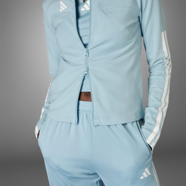 Azul Chaqueta deportiva cuello alto Tiro Cut 3 Tiras