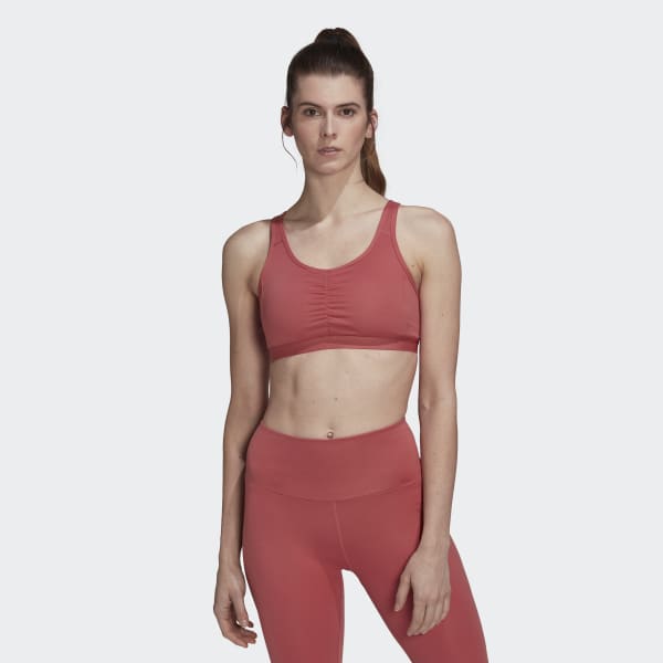 Buy adidas Womens Yoga Essentials Aeroready Light Support Sports Bra Wonder  Red