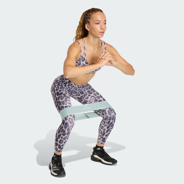 Purple Optime Leopard Strappy Light Support Bra