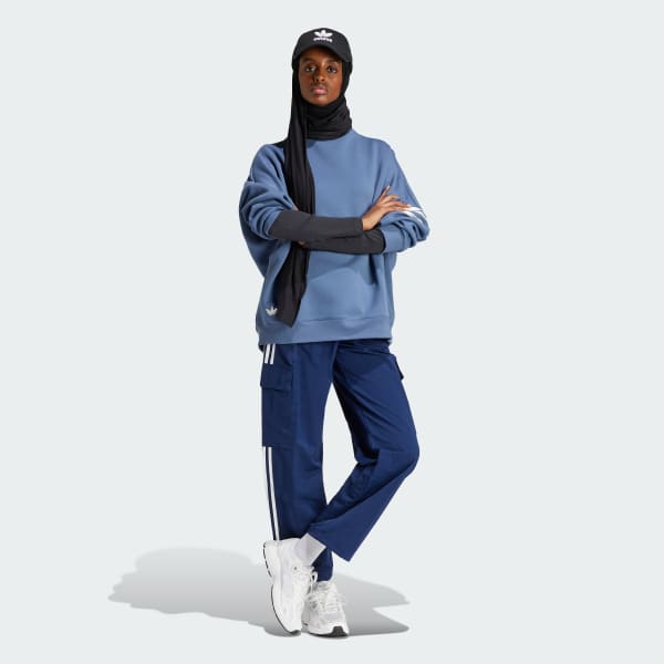 adidas Neuclassics Oversized Mock Neck Sweatshirt Blue Free Shipping with adiClub adidas US