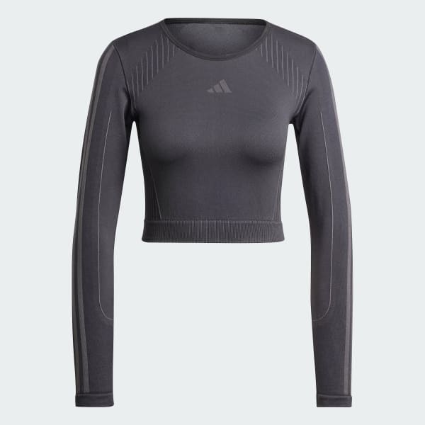Noir T-shirt manches longues maille