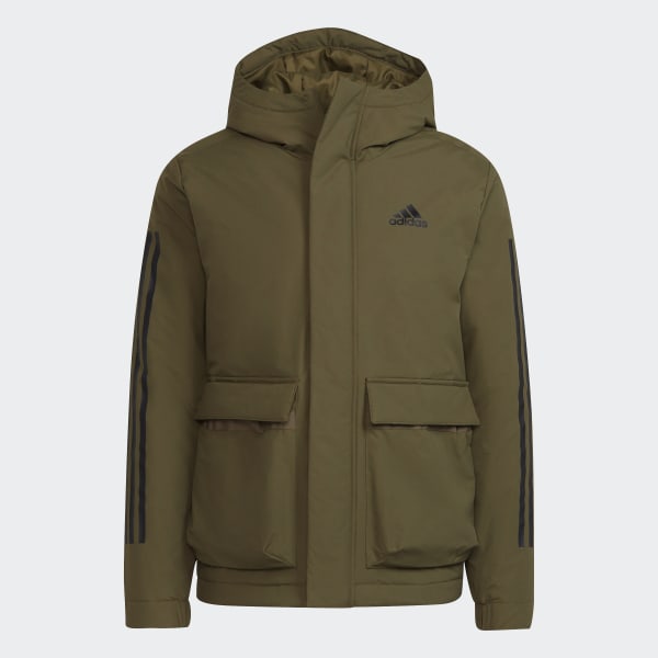 Verde Casaco com Capuz 3-Stripes Utilitas (Unissexo)