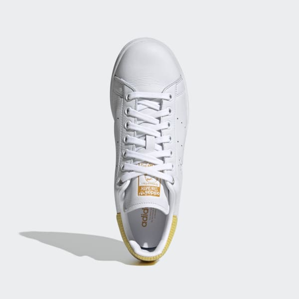 adidas originals white and yellow stan smith trainers