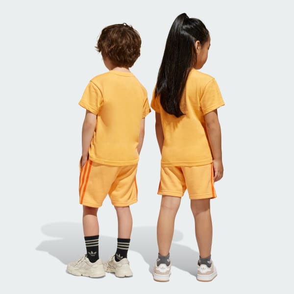 Orange Adicolor Shorts Tee Set Kids