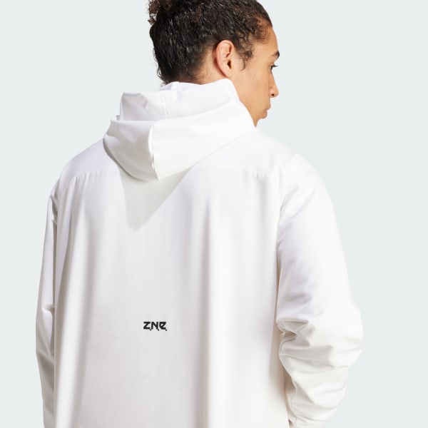 adidas Z.N.E. Woven Full-Zip Hooded Track Top - White | Free