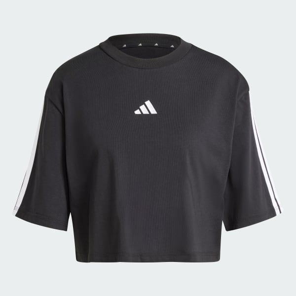 Black Essentials 3-Stripes Cotton Loose Tee